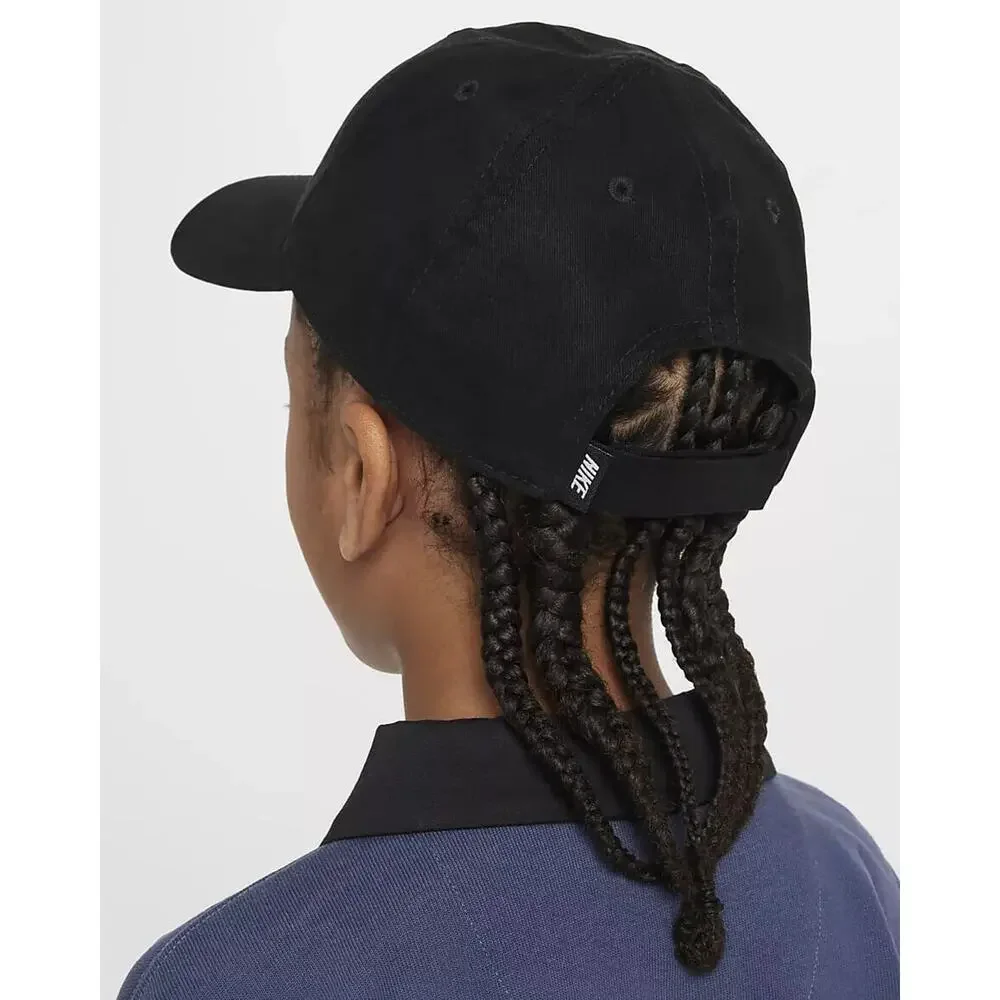 Nike Swoosh Black White Logo Child Youth (4-7) Adjustable Baseball Cap Hat